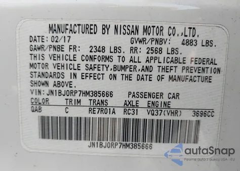 2017 Infiniti Qx50 z USA, uszkodzony, nr VIN JN1BJ0RP7HM385666